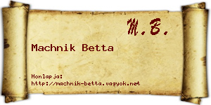 Machnik Betta névjegykártya